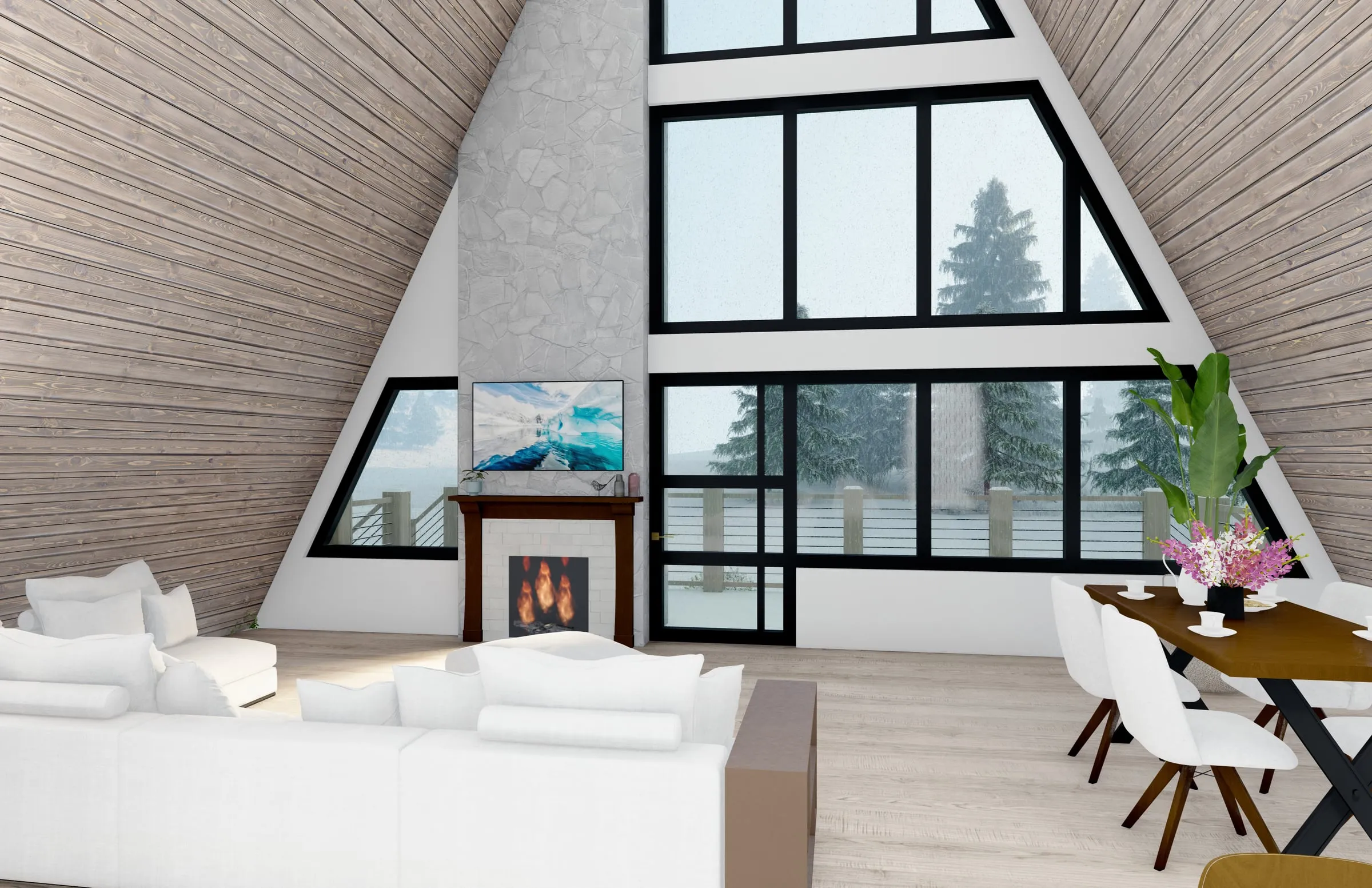 A custom mountain home great room designed by McCracken Projects